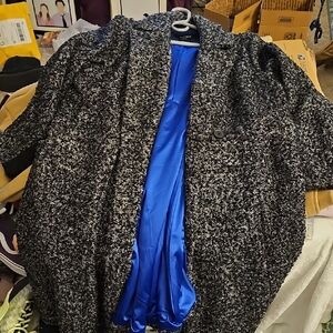 Women's Black and Gray Coat with Blue Lining